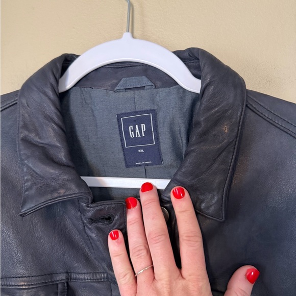 GAP Icon Leather Jacket In Indigo - Picture 5 of 10